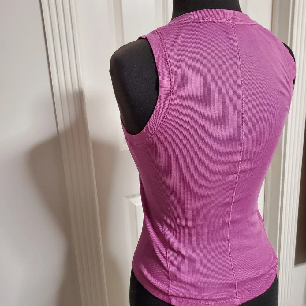 Intimately Free People Purple Ribbed Scoop U-Neck Tank Top Back Seam Womens S/P - Picture 8 of 12